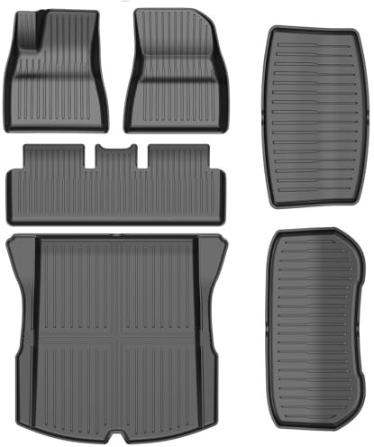 6PCS All-Weather TPE Floor Mats & Cargo Liner Set - Compatible with 2024-2026 Model 3 Highland/Standard | Custom Fit Anti-Slip Interior Protection