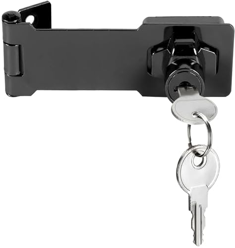 Litensh Loquet porte de verrouillage de Cadenas à clé pour tiroir serrure placard à clé verrou de armoire Loquet porte Casier meubles serrure boîte aux lettres Moraillon de Verrouillage, noir 4 inch