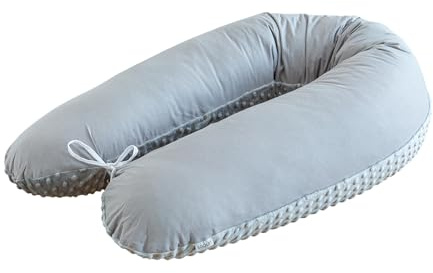 LOOLAY Coussin de Grossesse – Coussin d’Allaitement 190 cm – Coussin latéral 100% Coton – avec Housse en Minky Amovible – Coussin Ergonomique pour Dormir Pendant la Grossesse