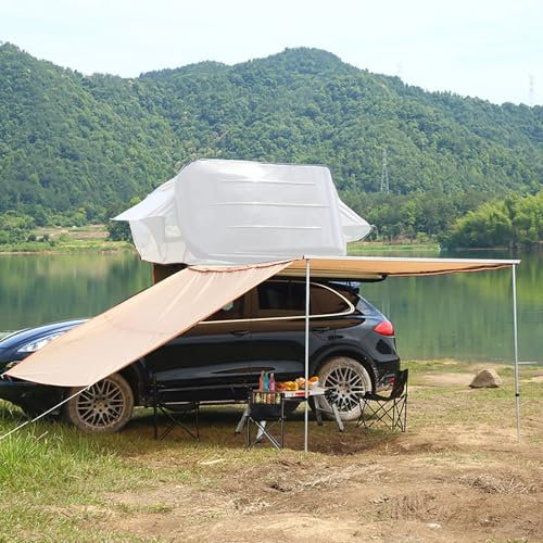 Tienda Techo Coche, Toldo Coche Retráctil, Tienda de Campaña para Coche con Bolsa de Almacenamiento Impermeable y Postes Telescópicos (Size : 160x250cm/5.2x8.2ft)