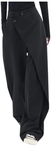 KBOPLEMQ Pantaloni da donna eleganti, a vita alta, per il tempo libero, casual, estivi, per ufficio, lavoro, estate, business, feste, con bottone irregolare