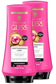 Gliss Spülung Verführerisch lang (2x 200 ml), Haarspülung repariert geschädigte Haarlängen, Conditioner pflegt trockene Spitzen