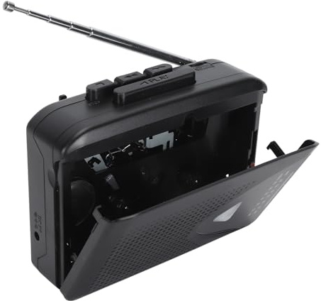 Portable Cassette Player with Speaker and Headphone Jack, Cassette Tape to MP3 Converter, Auto Reverse Cassette Recorder, Black