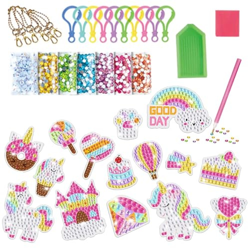 DKDDSSS Diamond Painting Kinder Set, Diamant Painting Sticker Für Mädchen, Bastelset Kinder, DIY Diamant Aufkleber Kit, Einhorn Geschenke Für Mädchen, Ideal für Kindergeschenke