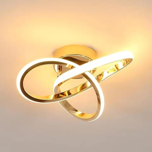 Comely Deckenlampe LED, 22W 2500LM, Moderne LED Deckenleuchte, Gold Aluminium Deckenleuchte für Schlafzimmer Wohnzimmer Küche Flur, Warmweiß 3000K