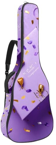 Akustikgitarre Tasche, Groß Schöne Gitarrentasche für 40/41/42 Zoll, Wasserdichte Gigbag mit Schwamm Schutzschicht, Rosa Geschenkmuster, Mehrfarbig Nr. 08, 42.9x16.9x4.7 in, Gitarrentasche