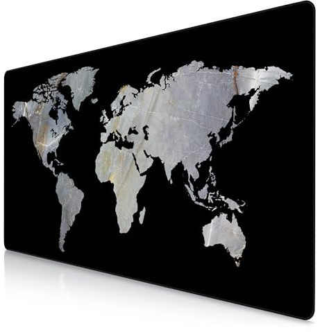 Titanwolf XXXL Übergröße Mauspad 1200x600mm, Gaming Mousepad Groß,120x60 cm Tischunterlage Large Size, Präzision und Geschwindigkeit XXXL, für Logitech Maus und Tastatur, Weltkarte Marmor schwarz