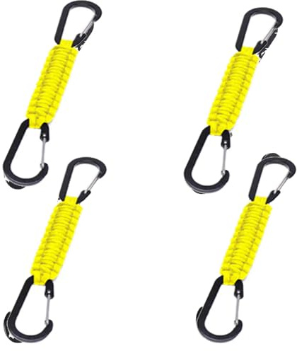 4 farbige Paracord-Schlüsselanhänger mit Karabiner-Clips, robuster D-Ring, Kletterkarabiner, Schlüsselband, Aufhänger, Kinderwagenhaken für Outdoor, Klettern, Wandern, Camping, Radfahren (gelb)