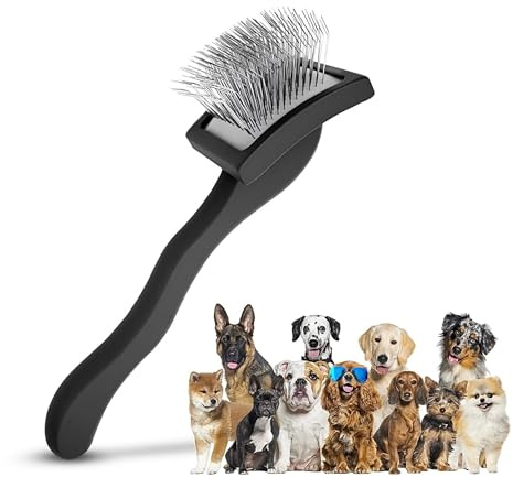 PawsltlveShine Zupfbürste für Hunde - Gebogene Zupfbürste für Hunde - Zupfbürste für Pudel, Golden Doodle, Langhaarige Hunde - Hundebürsten für Fellpflege & Entfilzen & Enthaaren - Schwarz, Groß