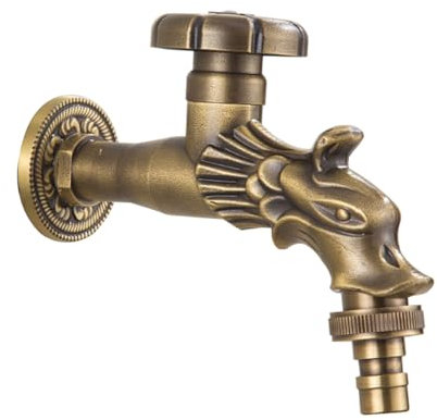 Robinet d'eau froide vintage en laiton à poignée unique pour fontaine de jardin, robinet d'eau antique extérieur