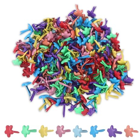 Yylaiire 200 Stück Mini Blumen Brads,Musterbeutelklammern,8MM Musterklammern Metall Bunte Brads,Brads PapierverschlüSse für Scrapbooking,Briefklammern Basteln Handwerk DIY Kunsthandwerk