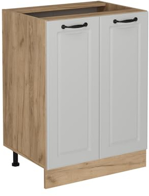 Vicco Küchenunterschrank R-Line, Weiß Landhaus, 60 cm | MDF-Front · Ohne Arbeitsplatte · Höhenverstellbare Füße · Metallgriffe · ✓ Frei kombinierbar