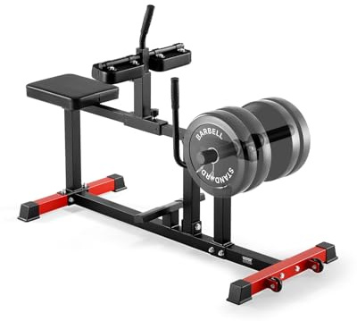 VEVOR Macchina per Polpacci da Seduti, Macchina Esercizio per Gambe per Sollevamento 199,5 kg, Regolazione Altezza Maniglia 5 Livelli, per Allenamento Polpacci, Piastre di Peso 50 mm