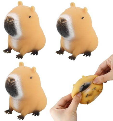 3 Stück Kugelfisch Stressball, Capybara Anti Stress Spielzeug, Capybara Squeeze Toy, Kapybara Stressball Kinder, Capybara Fidget Toy, Geschenke für Kinder Erwachsene (3 Stück)
