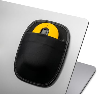 Afterplug självhäftande mushållare för bärbar dator, självhäftande förvaringspåse kompatibel med Logitech var som helst, Pebble & Pop, Magic Mouse 1 & 2, svart