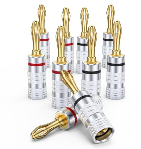 MOSWAG Banana Plugs for Speaker Wire (5 Pairs/10 pcs) Banana Plug Adapter