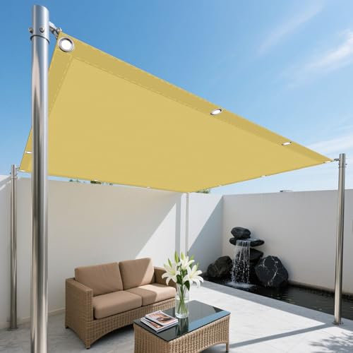 Vela Parasole Impermeabile 4 x 8 m Protezione UV 98% Vela Tela Ombreggiante Pes Protección Rayos UV con Corda di Fissaggio per Giardino, Terrazzo e Piscina, Color Crema