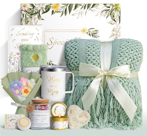 Sparkalyn 11 PCS Birthday Gifts for Women, Get Well Soon Gifts Baskets for Women Self Care Gifts, Spa Care Package After Surgery Thinking of You Sympathy Gift,Gift for Sick Friends Mom w/Blanket