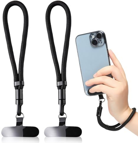 JEYORZY 2 pcs Chaîne de téléphone portable courte universelle, réglable, Cordon Telephone Portable, lanière, sangle de téléphone portable, Dragonne Telephone Portable, anti-perte avec patch ultra fin