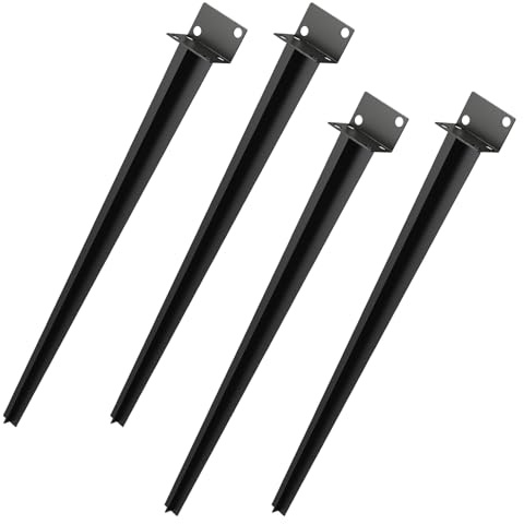 JRUKM 4er Set Pfostenträger Einschlaghülse zum Einschlagen, 50cm L-Form Bodenhülse aus feuerverzinkt Stahl für Holzpfosten Erdanker Pfosten