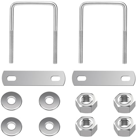 QIMEI-SHOP Perno en U Cuadrado Pernos en Forma de U de Acero Inoxidable con Tuercas y Placas para Fijación de Tubería 50 mm de Ancho Interior M6 50x80 mm