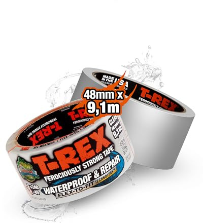 T-REX Waterproof Tape Transparent, wasserdicht, 48mm x 9,1m | Reparaturband, Dichtungsband, Pool, Unterwasser, UV-beständig, -55 bis 90°C