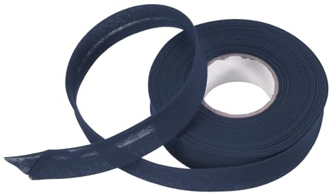 QUARKZMAN 3/4 Pollice Nastro Bias Singola Piegatura Poliestere Nastro Bias Continuo per Cucire, Cuciture Trapunte Orli Legatura Artigianato (Blu Navy 10 Iarde)