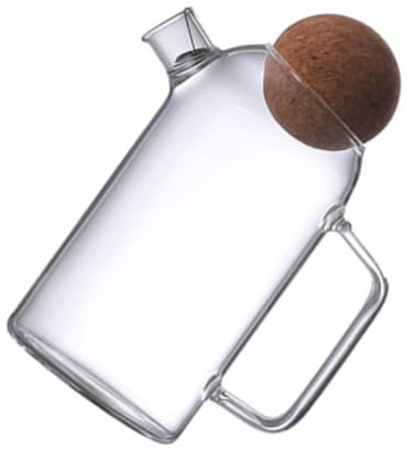 Ipetboom Tetera de Vidrio Grueso con Tapón de Corcho para Infusiones Jarra Transparente Resistente para Té y Agua Fría Uso Doméstico y Oficina