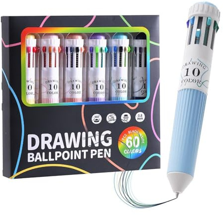 Pen set-6 pièces 10 en 1 stylos multicolores, l'école a besoin d'instruments d'écriture | Stylo à bille d'impression colorée pour les étudiants, vie de bureau quotidienne, devoirs, bibliothè