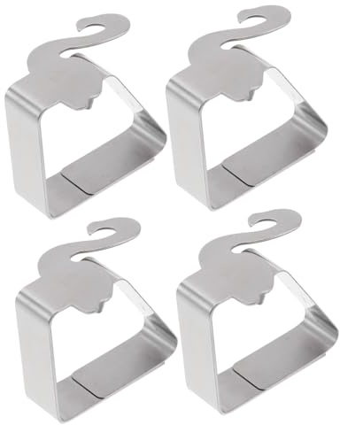 Alipis 4 Piezas Clips para Manteles de Acero Inoxidable de Sujetamanteles Ajustables y Antideslizantes para Mesa Pinzas Fijas y Resistentes para Jardín y Comedor