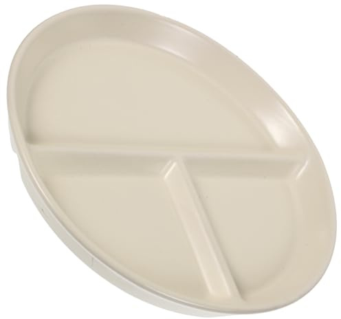 GALPADA Plato Dividido De Cerámica 3 Compartimentos 26 Cm Color Blanco Crema Base Antideslizante Para Adultos Dieta y Cenas Saludables, Vajilla Reutilizable Para Servir Comida