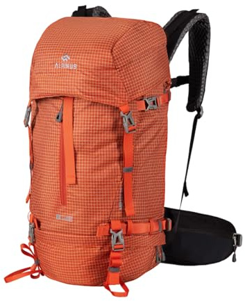 Alpinus - Wanderrucksack Ampato 30 L, Rucksack Sport und Outdoor, Trekkingrucksack 8 Taschen, Backpacking Ergonomisch Geformte, Wanderrucksäcke - ziegelrot