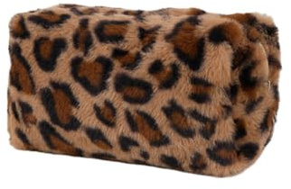 Sminkväska 17 x 8 x 10 cm makeupväska leopard sminkväska fuskpäls kulturväska pennfodral för resor dagligen, BRUN, 17*8*10cm