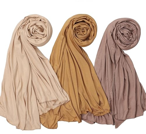NOOR Premium Jersey Hijab Set - 3-Pack Soft & Breathable Head Scarf Wrap for Women in Gift-Ready Box - Comfortable, Versatile, and Stylish (Mix Color 10)