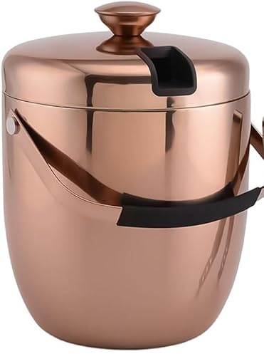 Isbehållare, 3 liters ishink i rostfritt stål, vakuumisolerad, dubbelväggig med lock, tång, flerfärgad(Gold)