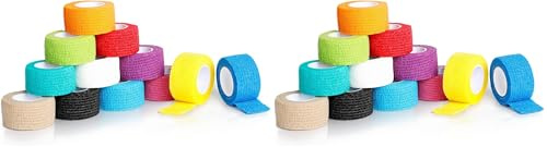 AiQInu 12 Rotoli di Bende Elastiche Autoadesive Colorate per Animali 2.5 cm x 4.5 m, Ipoallergeniche, Impermeabili e Traspiranti, Garza Autoadesiva per Fasciatura, per ginocchio spalla gomito
