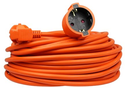 Cavo di prolunga con presa Schuko, IP20; 16A; H05VV-F; 3 × 1,5; 10 m-30 m; arancione (lunghezza 15 metri)