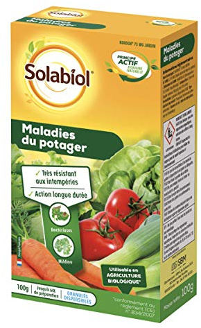 SOLABIOL Maladie du Potager - 60L de Solution - 100g | Traitement Préventif - Mildiou & Bactériose - Action Longue Durée - Résiste aux Intempéries - SOMAP100