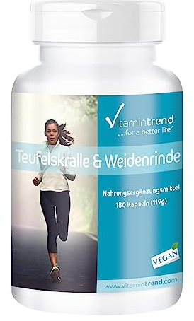 Artiglio del Diavolo pianta e Corteccia di Salice bianco- Arpagofito - 180 capsule - Vegan | Vitamintrend®