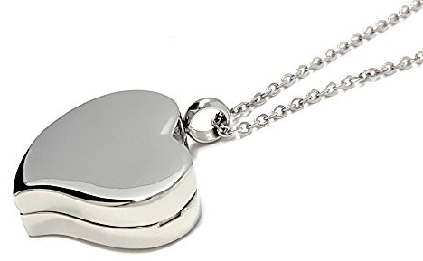 Amour Heart Pill Necklace - Polished Heart Locket with Strong Magnetic Closure - Medication Necklace - Keep Your Medication Securely with You at All Times - Locket Necklace26 Inch Chain (Silver)