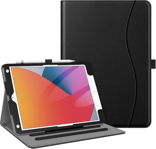 FINTIE Case for iPad 9th / 8th / 7th Generation (2021/2020/2019) 10.2 Inch | [Corner Protection] Multi-Angle Viewing Stand Cover with Pocket & Pencil Holder Auto Wake Sleep, Black