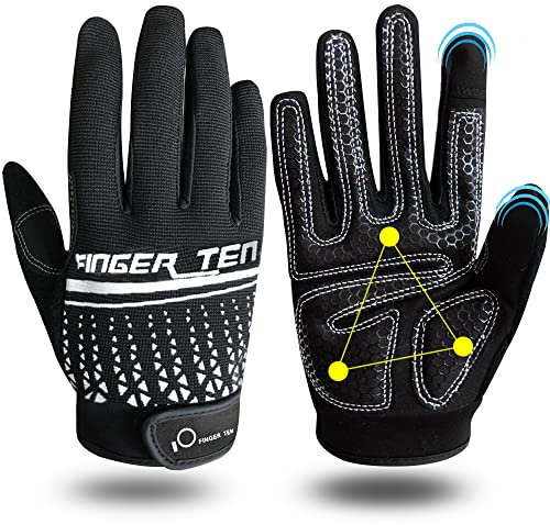 FINGER TEN Fitness Handschuhe Herren Vollfinger Damen Traininghandschuhe Kraftsport Fitnesshandschuhe Handgelenkschutz rutschfest Sporthandschuhe, für Bodybuilding Gym Krafttraining Training