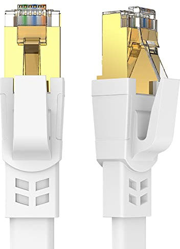 Qiuean Ethernet Cable 25 FT, Cat8 High Speed Outdoor&Indoor Cat8 LAN Network Cable 40Gbps, 2000Mhz with Gold Plated RJ45 Connector, Weatherproof S/FTP UV Resistant for Router/Gaming/Modem (25)