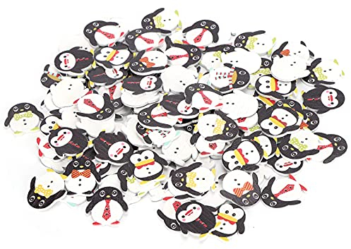 Holzknöpfe Totenkopf Pinguin Form Knöpfe 200 Stück Nähen Knöpfe 15mm Farbige Knöpfe für DIY Kleidungsdekor