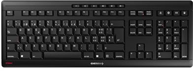 CHERRY Stream Keyboard Wireless, Kabellose Tastatur, Schweiz, Schwarz | QWERTZ-Layout, Verbindung über 2,4 GHz Funk mit USB-Dongle, Plug & Play, Leise Tasten, Flaches Design, Batteriebetrieben