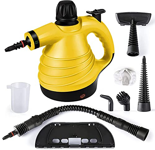 Flatware Limpiador de Vapor de Mano 350ML Vaporeta Limpieza Hogar con 9 Accesorios para Quitar Manchas Alfombras Cocina Piso Cortinas Asientos de Auto Baño