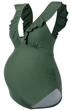 Bañador Premama?Mujer Embarazadas Traje De Baño Elegente Ajustable Acolchada Traje De Baño De Una Pieza Ruched Talla Grande Vestido De Ropa De Playa (XL)
