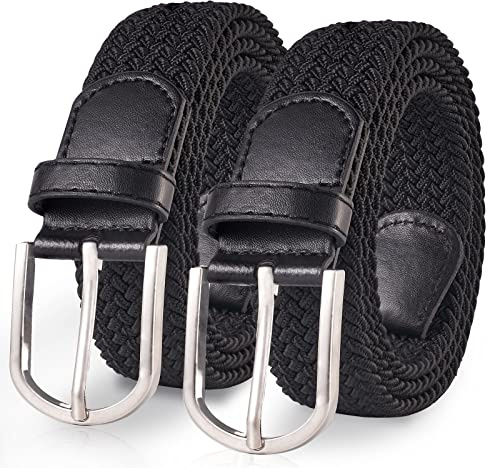 TANGCHAO 2er-Pack Stretchgürtel Flechtgürtel, Gürtel Damen und Herren | Elastischer geflochtener Stoffgürtel, bequem taillengerecht ohne Druck, 90–135cm lang, 3,3cm breit, ideal für Jeans & Alltag