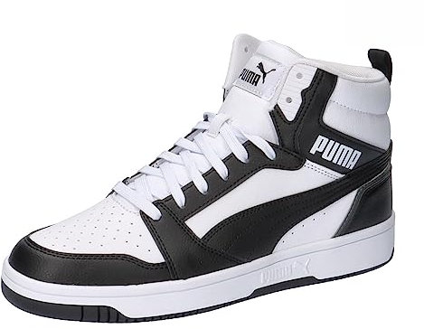 PUMA Unisex Rebound V6 Sneakers, PUMA WHITE-PUMA BLACK-SHADOW GRAY-PUMA WHITE, 44 EU