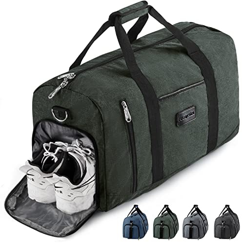 Rieeyrslza Sac de Sport 40L avec Compartiment Chaussures – Waterproof, Multiusage, à Bandoulière ou Fourre-Tout (Vert Armée o1)